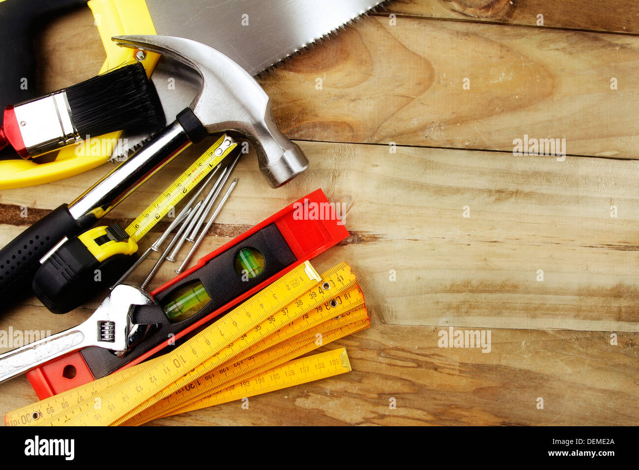 Outils de travail sur bois assortis Banque D'Images