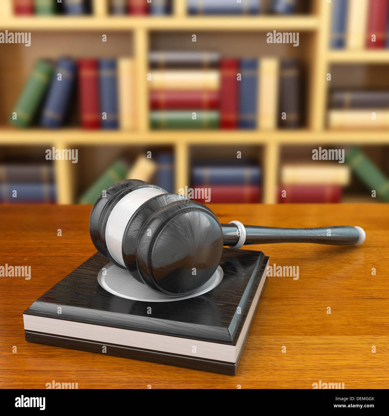 Concept de la justice. Les livres de droit et du marteau. 3d Banque D'Images