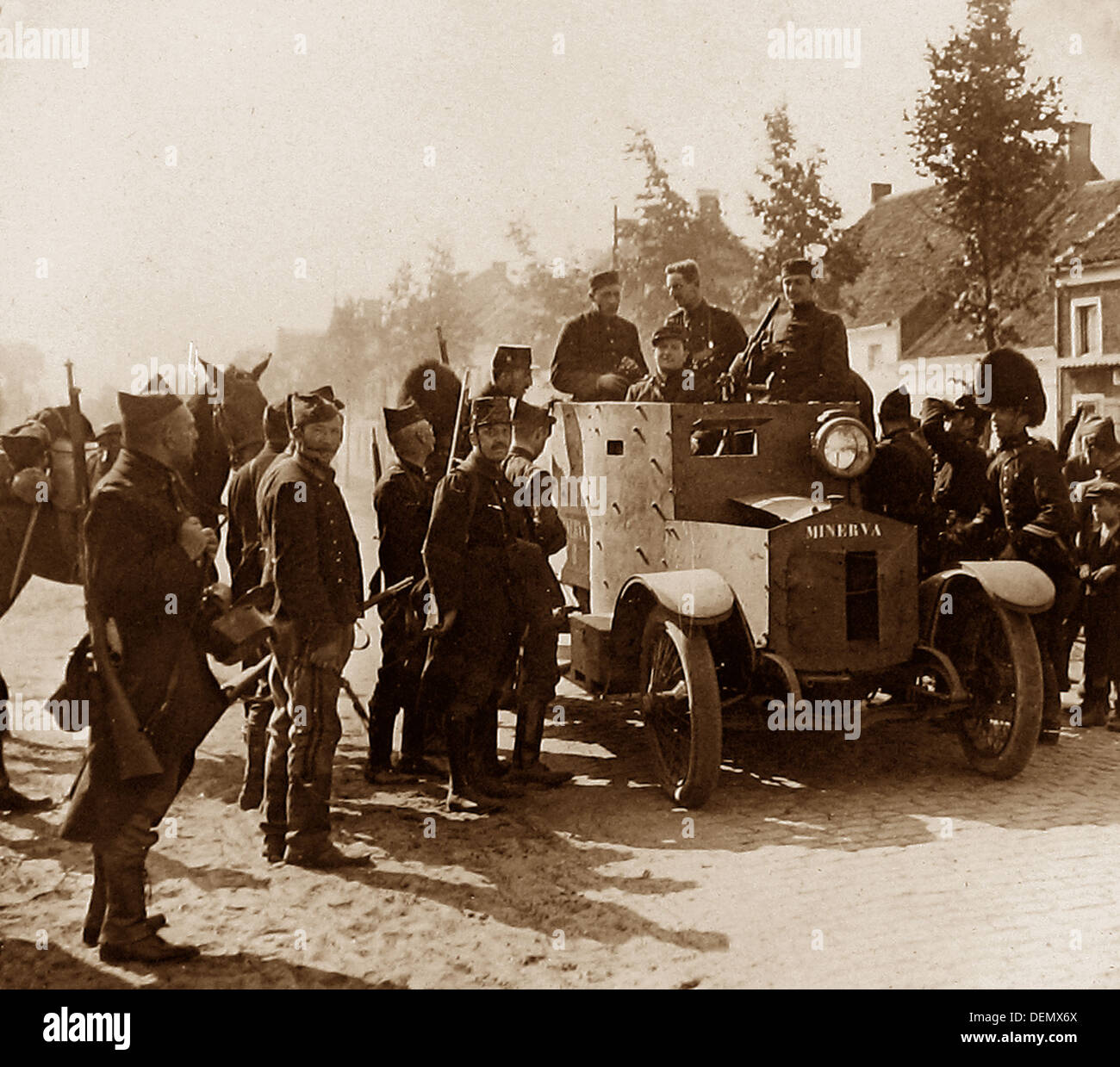 Une voiture blindée belge pendant la WW1 Banque D'Images