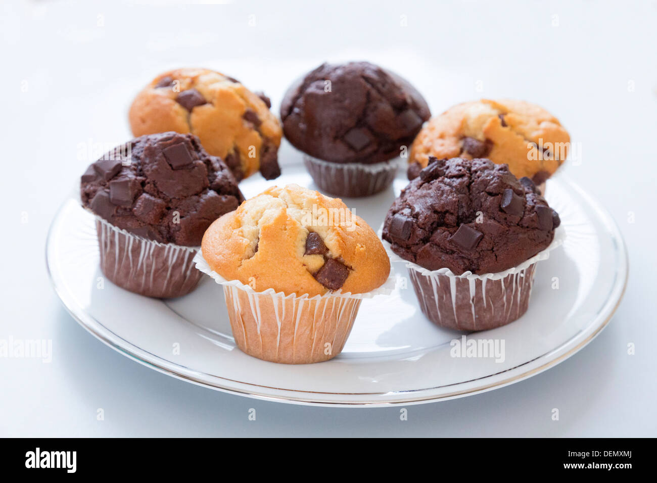 Muffins aux pépites de chocolat Banque D'Images