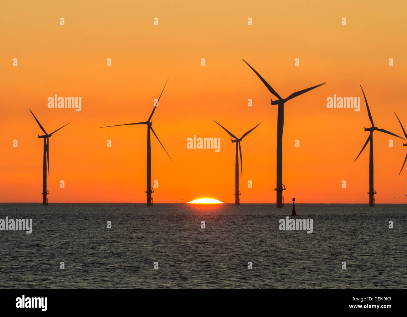 Parc éolien offshore de Teesside à Redcar sur la côte nord-est de l'Angleterre, Royaume-Uni Banque D'Images