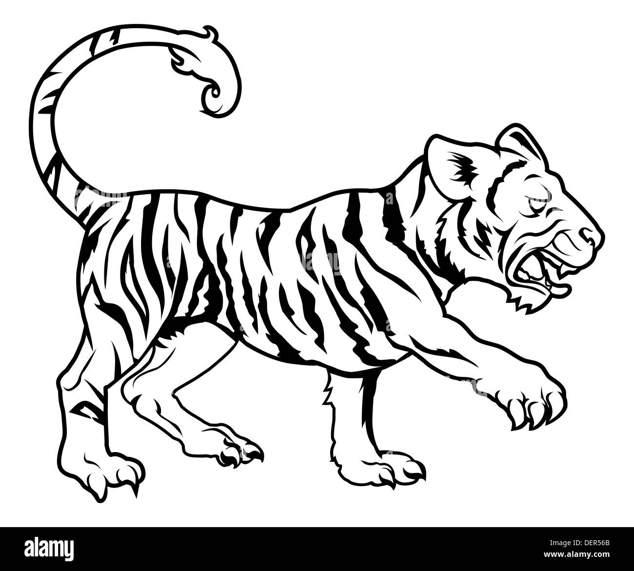 Une illustration d'un tigre stylisé peut-être un tatouage Banque D'Images