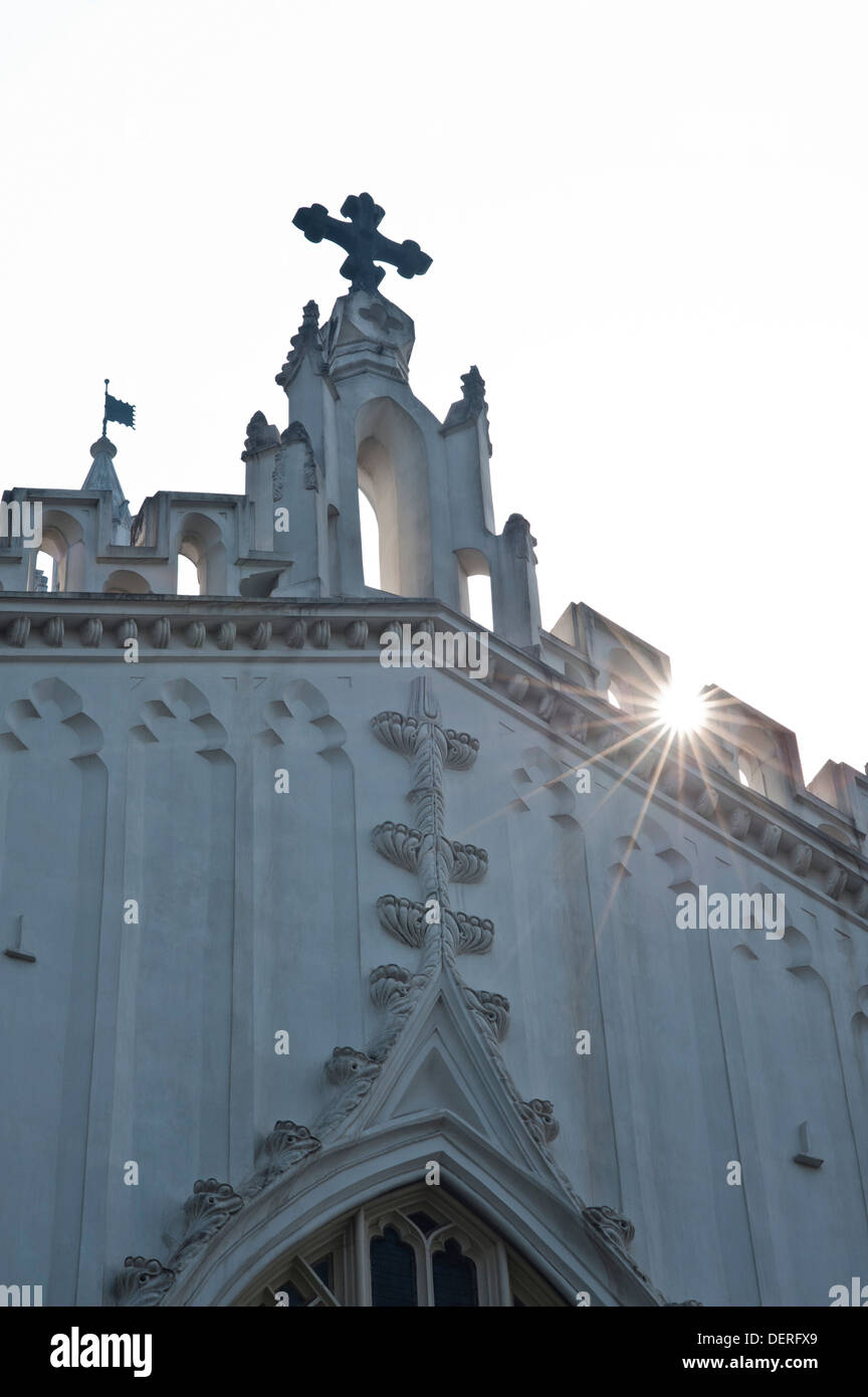 Détail architectural d'une église, la Cathédrale St Paul, Kolkata, West Bengal, India Banque D'Images