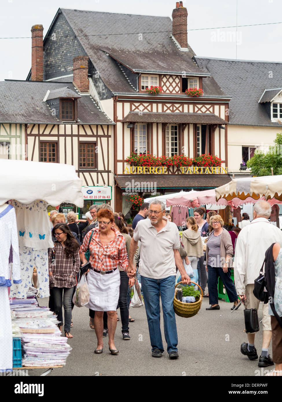 Market stall Duclair, Normandie, France Banque D'Images