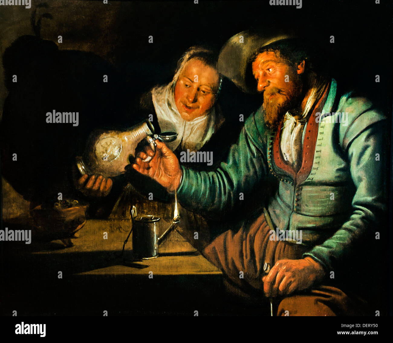 Les cinq sens la vue l'odorat toucher goût Audience Jan Miense Molenaer Néerlandais Pays-Bas 1610 -1668 Banque D'Images