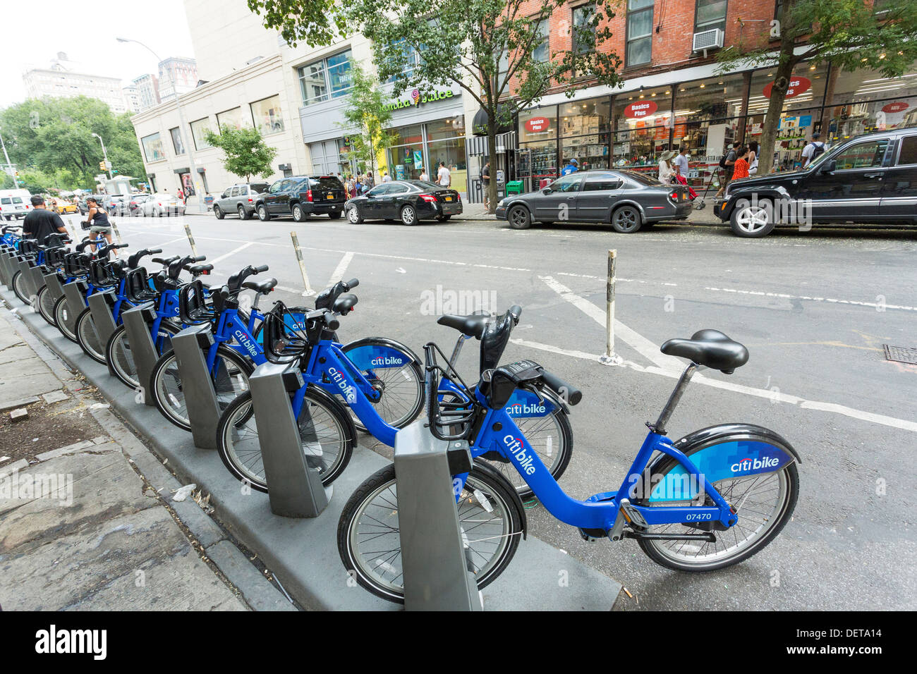 Vélos Citi garée dans la rue, le système de partage de vélos publics à New York City Banque D'Images