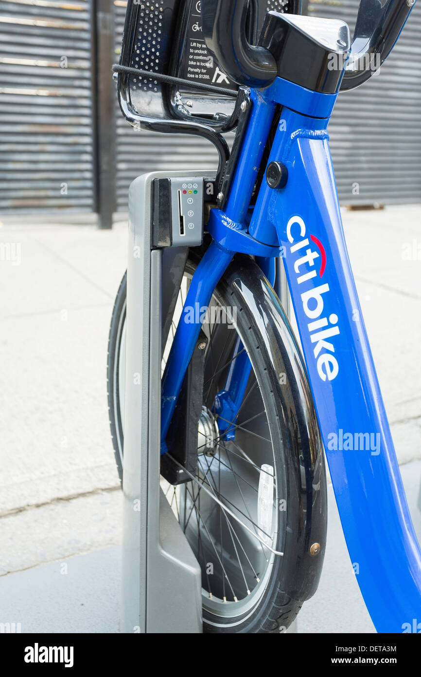 Vélo Citi Carte montrant en stationnement public, le système de partage de vélos à New York City Banque D'Images