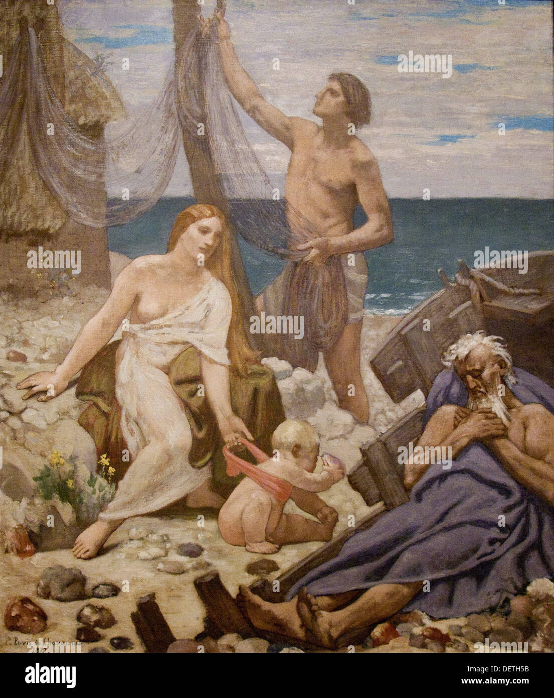 Pierre Cécile Puvis de Chavannes - La famille du pêcheur - 1887 - L'Art Institute de Chicago Banque D'Images