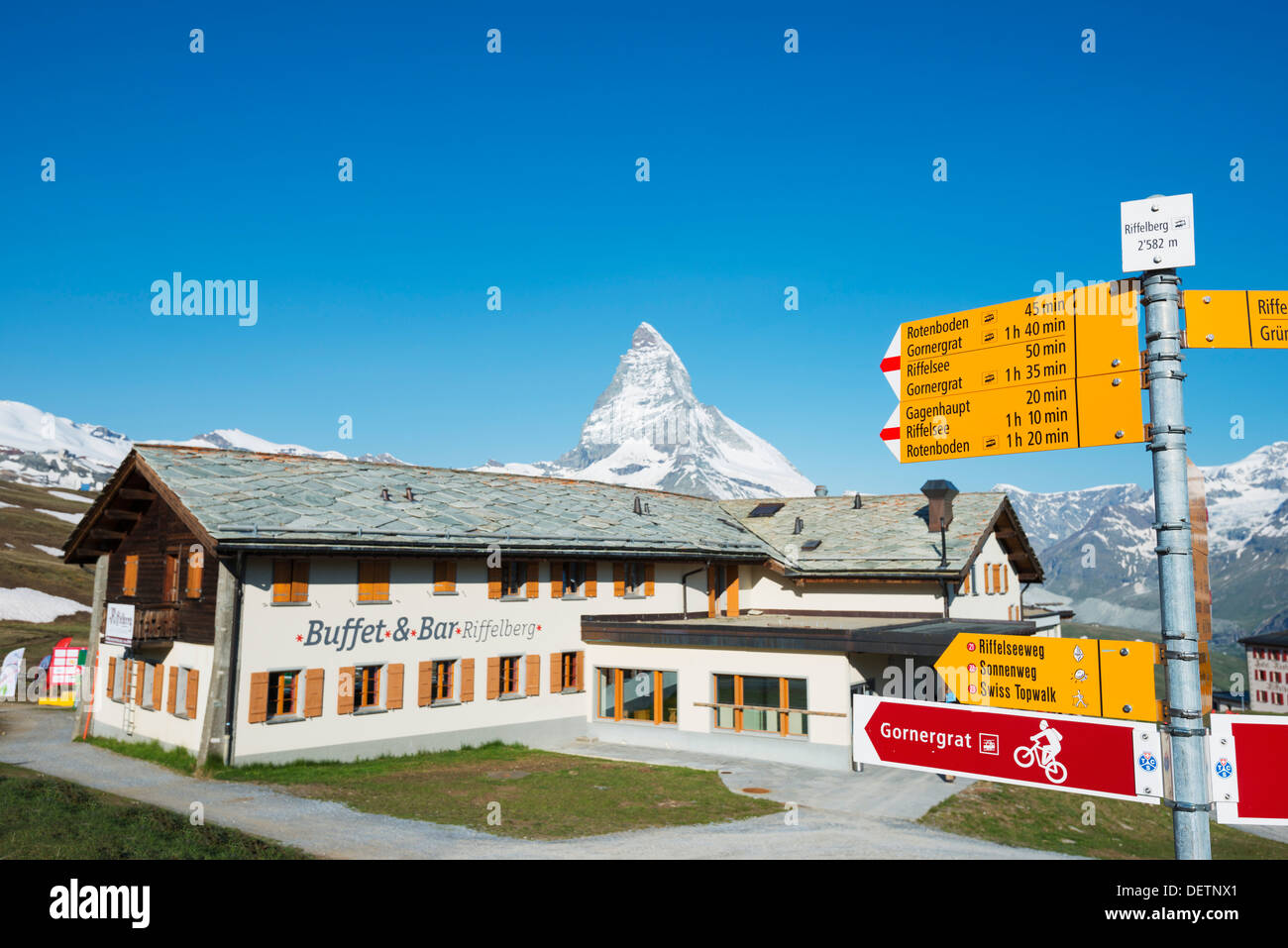 L'Europe, Valais, Alpes Suisses, Suisse, Zermatt, le Cervin (4478m), refuge de Riffelberg Banque D'Images