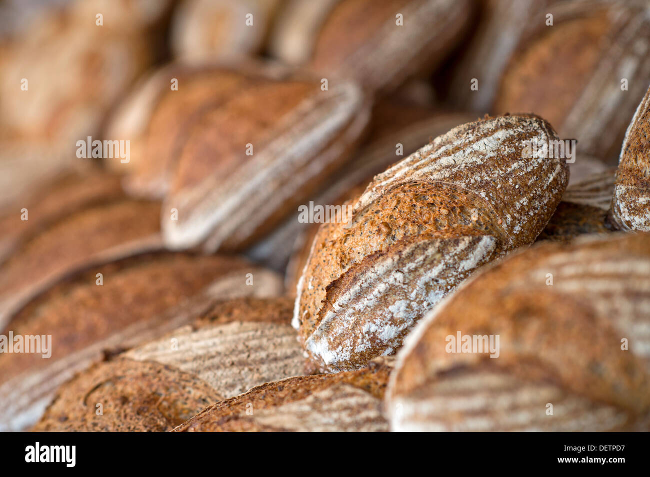 Sélection de pain frais d'une boulangerie artisanale UK Banque D'Images