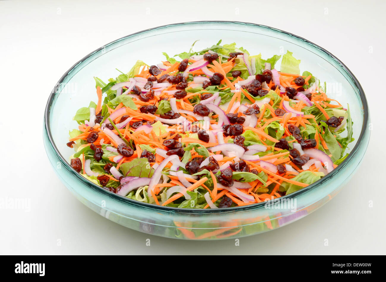 Salade colorée mixtes de cranberry et de carottes avec feuilles de laitue et de bébé Banque D'Images