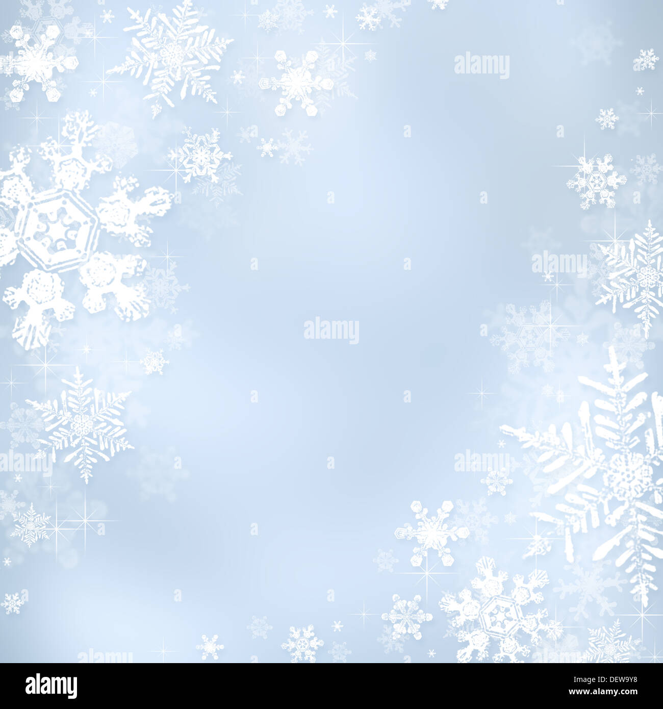 Bleu décoration fond de Noël avec des flocons de lumières et de flou Banque D'Images