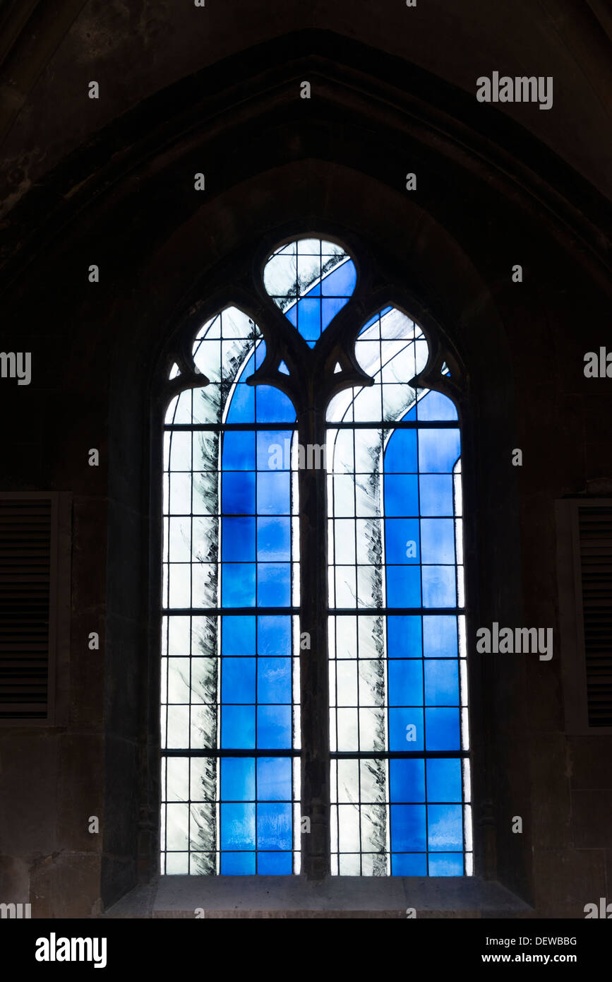 Trompe-l'oeil vitrail dans son église du 12ème siècle de Saint Jacques, Reims, France Banque D'Images