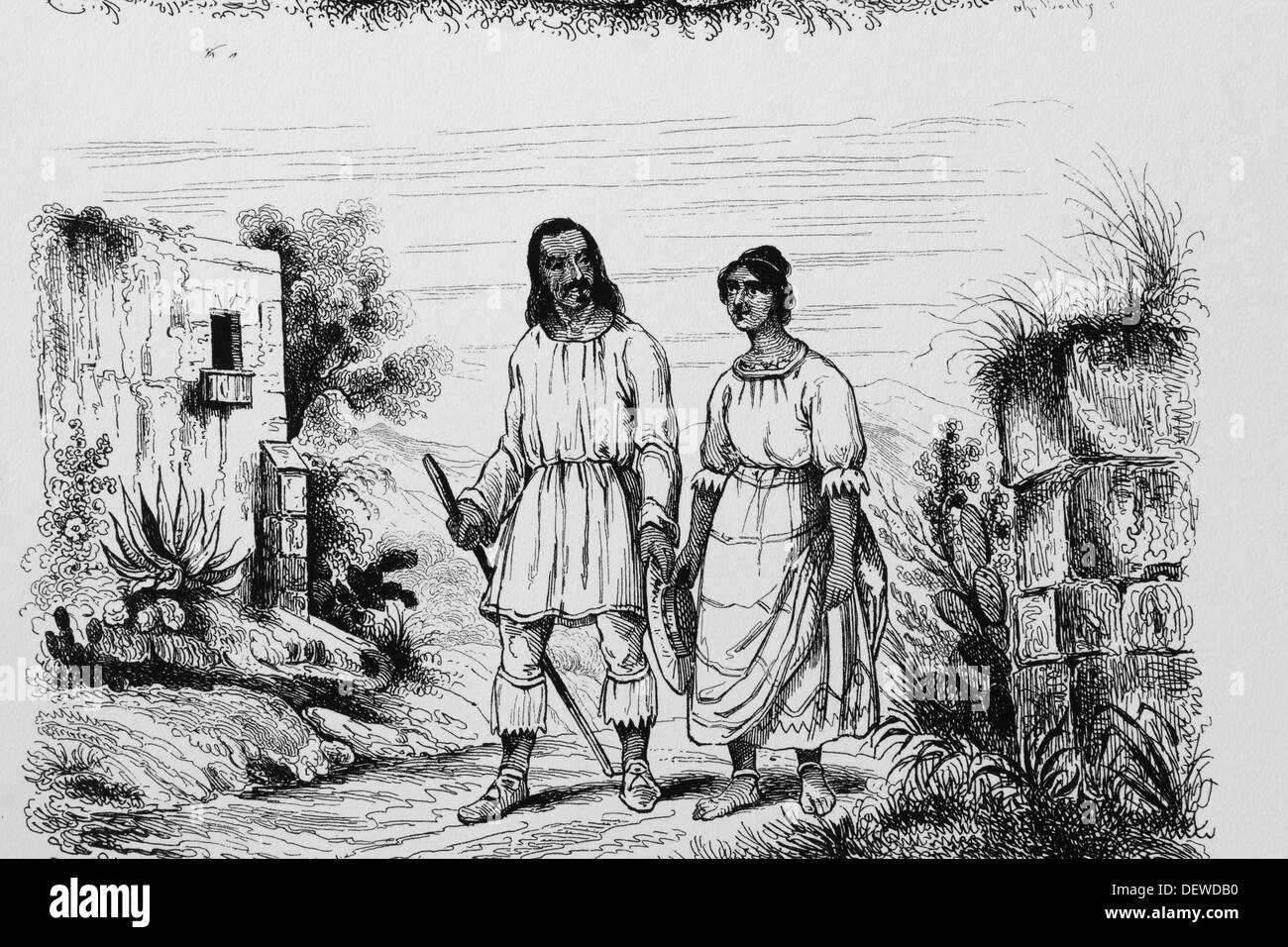 L'Amérique. Le Mexique. Natifs de Michoacan, c.1840. La gravure. Banque D'Images