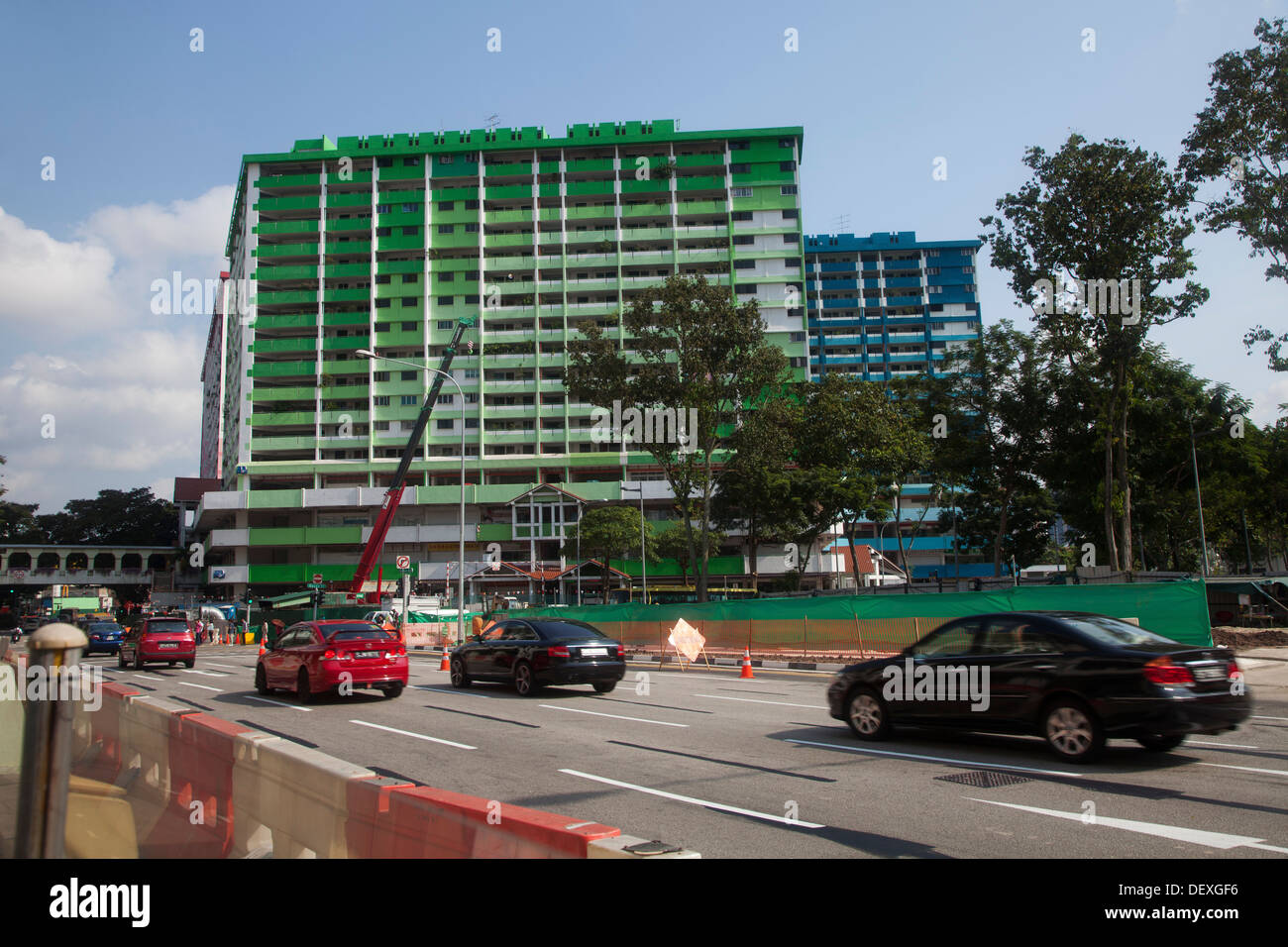 Les bâtiments colorés de la circulation de la rue en Asie Singapour construit construire tableaux peinture toile artistique de l'art à grande échelle différentes vert Banque D'Images