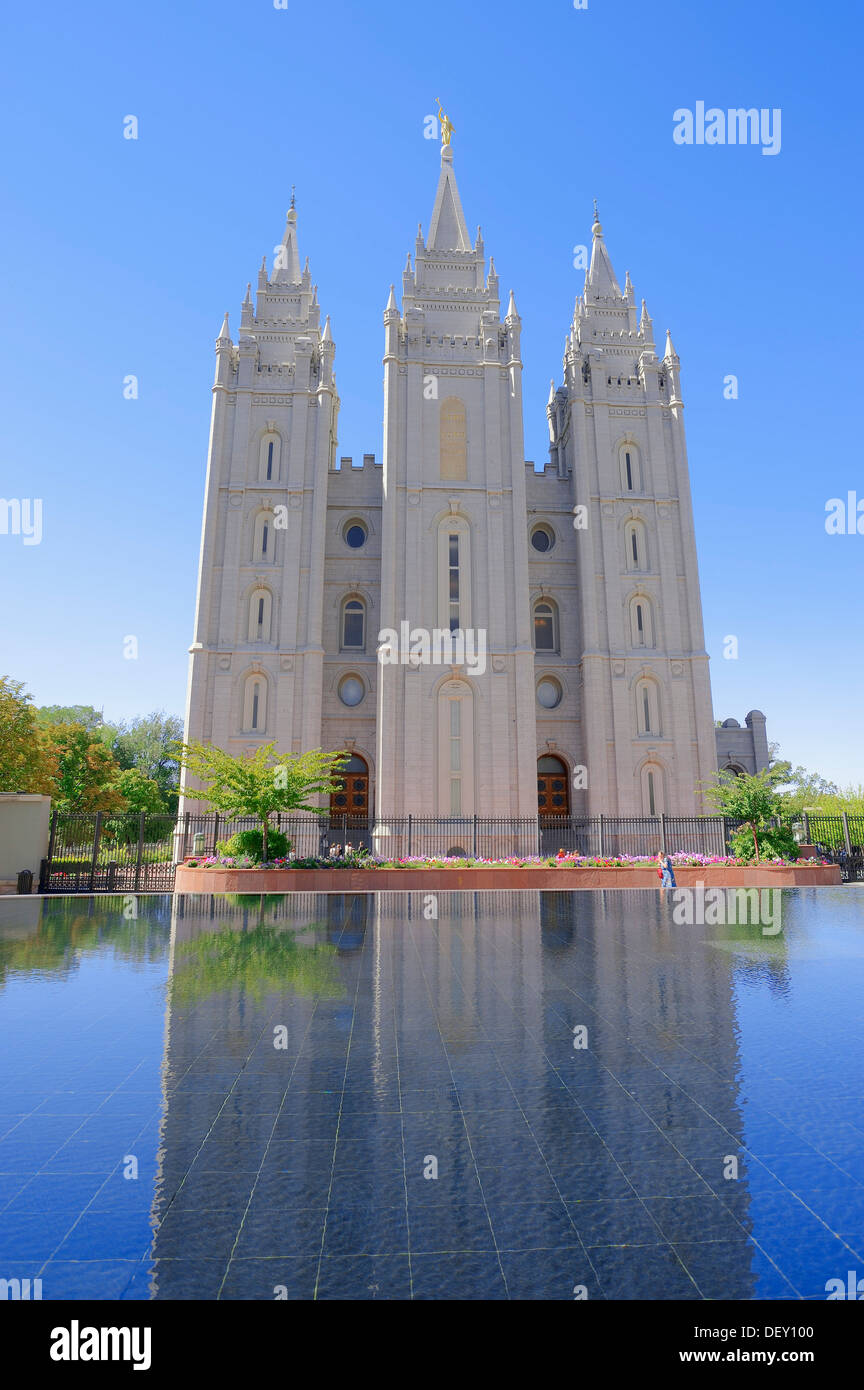 Temple de Salt Lake City ou l'Église de Jésus-Christ des Saints des Derniers Jours, Mormon Temple, Temple Square, Salt Lake City, Utah, USA Banque D'Images