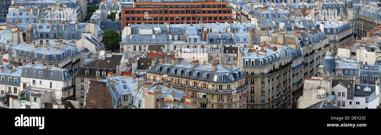 Les toits de Paris vu de la tour de la Cathédrale Notre Dame, Notre Dame de Paris, Paris, Ile-de-France, France, Europe Banque D'Images