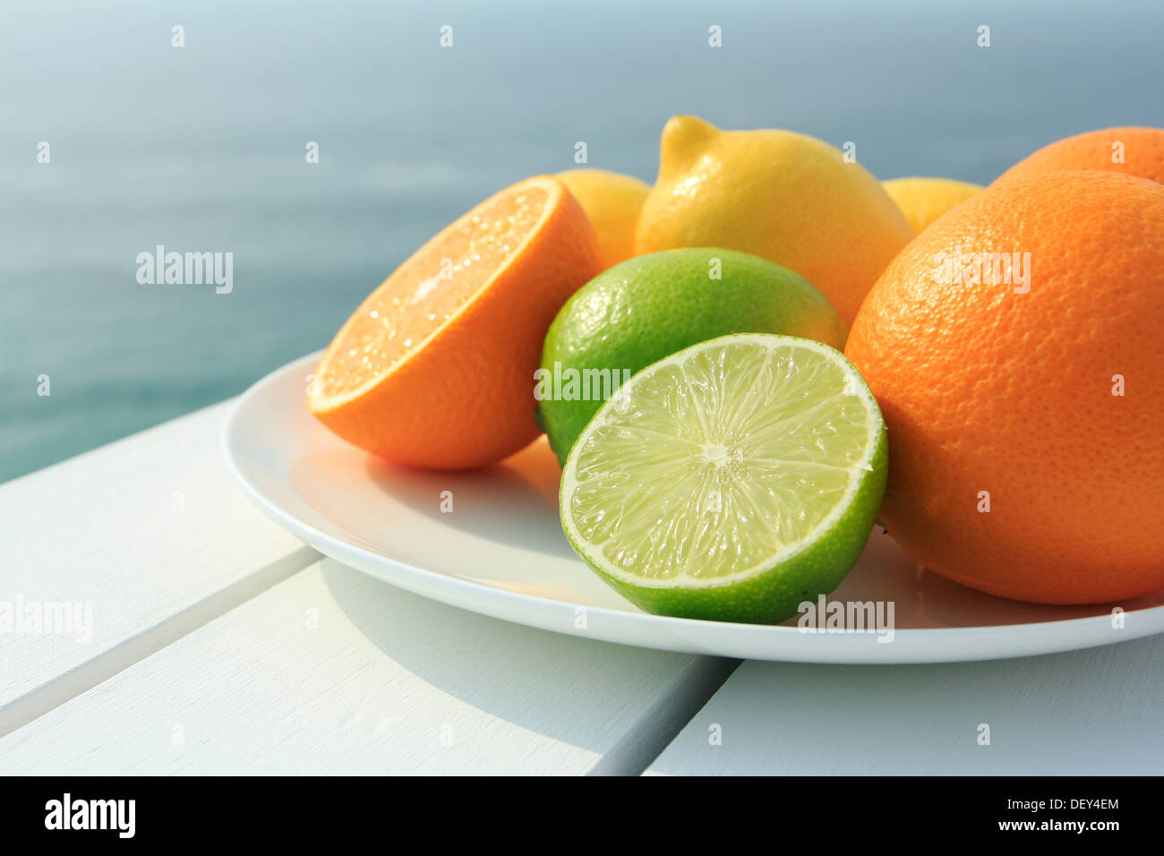 Les oranges, citrons et limes par la côte Banque D'Images