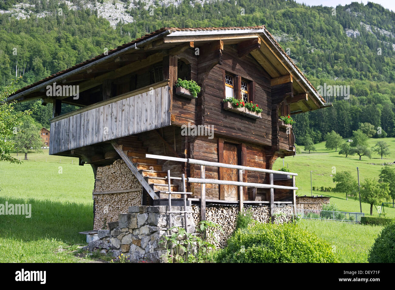 Grange sur le Mont Pilatus, canton de Lucerne, Suisse, Europe Banque D'Images