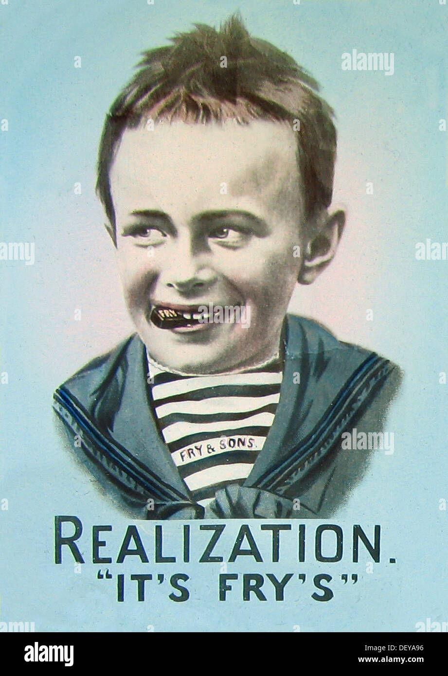 Publicité pour Fry's Chocolate cinq garçons début des années 1900 Banque D'Images