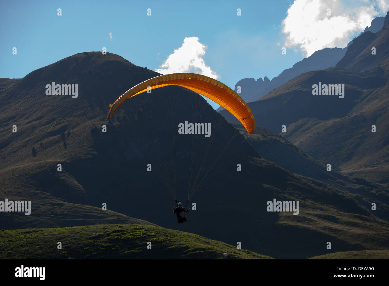 Vallée du Glandon deltaplane Rhone Alpes France Banque D'Images