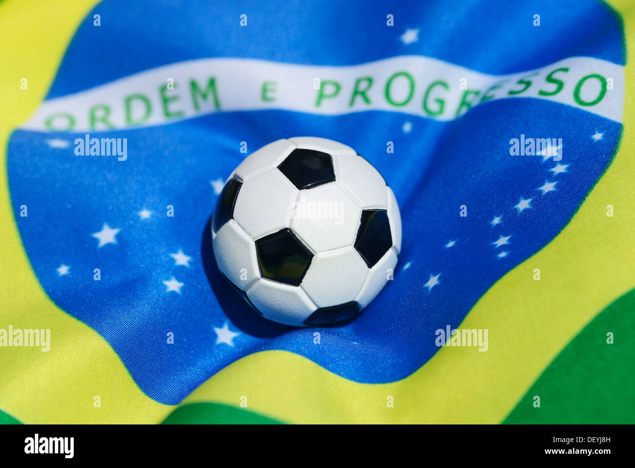 Le drapeau brésilien de football, championnat du monde de football en 2014 au Brésil, Banque D'Images