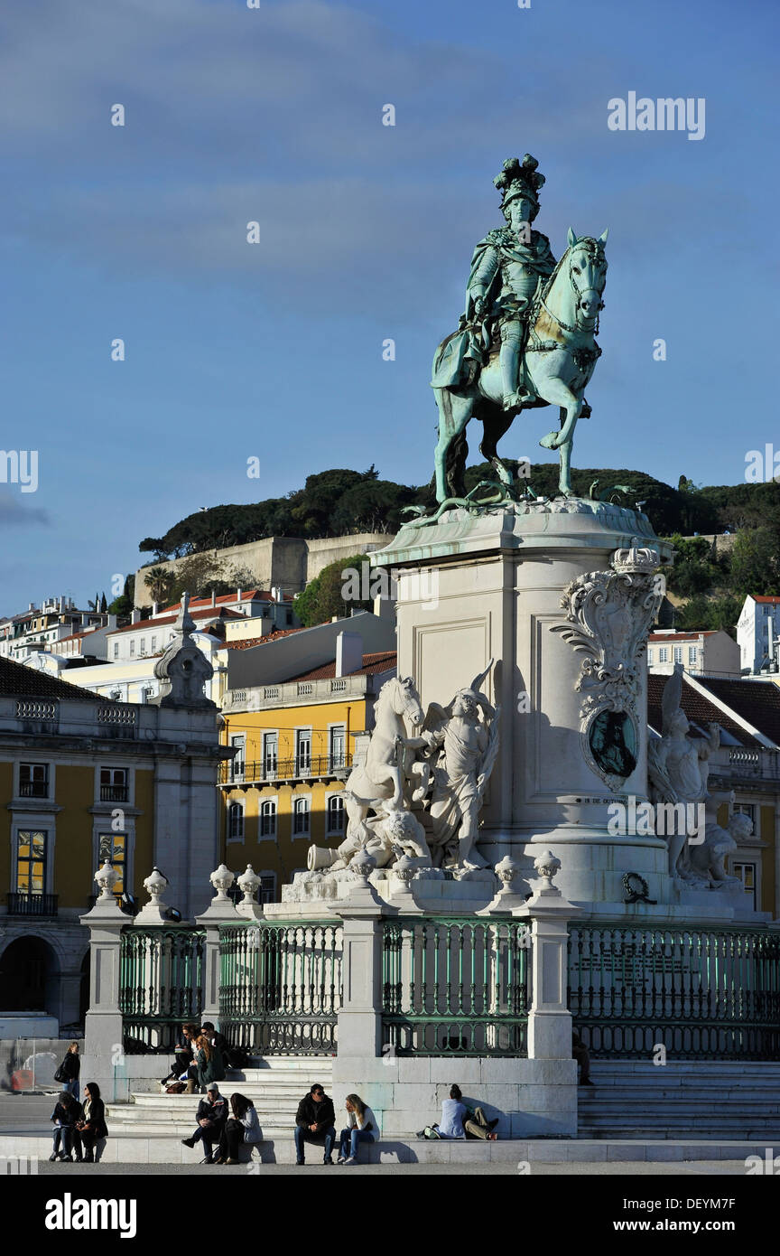 Statue du Roi José I., Praça do Comércio square, Lisbonne, Portugal, Europe Banque D'Images
