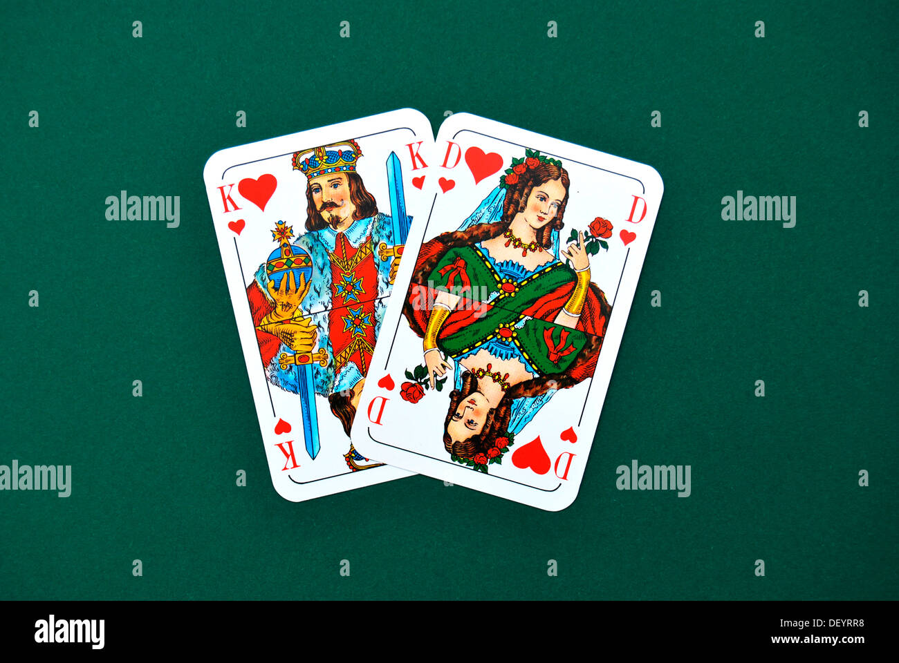 Cartes roi et reine de coeur Banque de photographies et d’images à