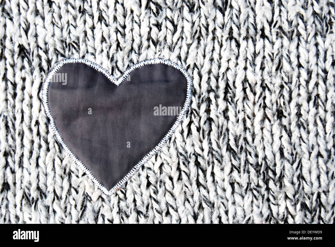 Cœur, application sur tissu tricoté Banque D'Images