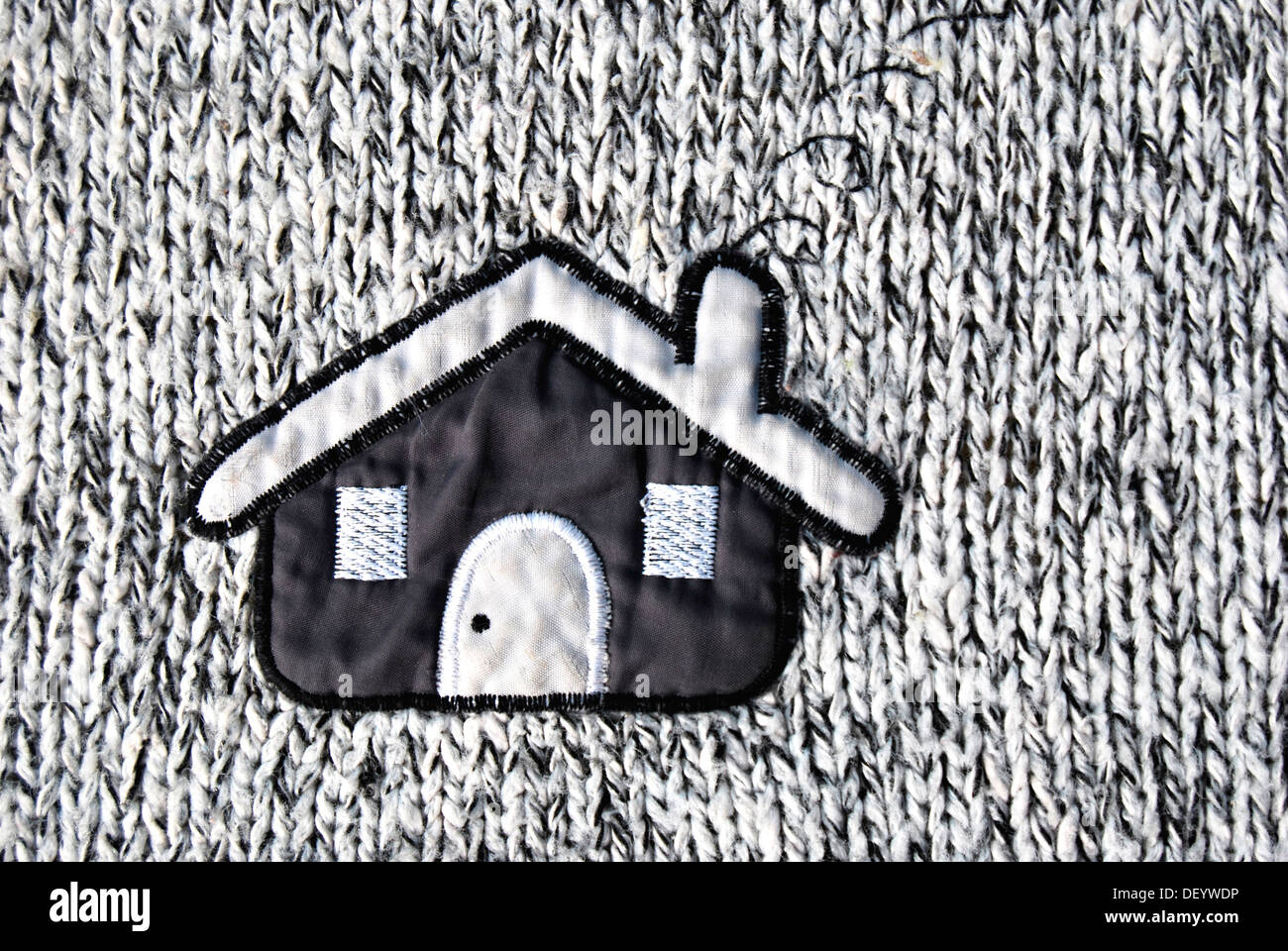 Maison, application sur tissu tricoté Banque D'Images