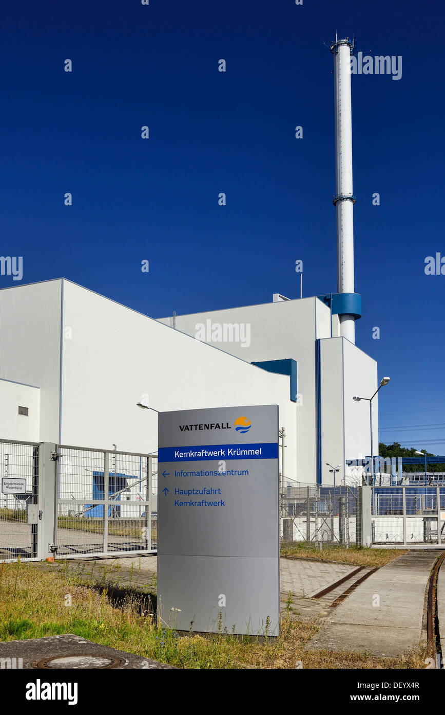 Coupé nuclear power plant Kruemmel en Geesthacht, Schleswig - Holstein, Allemagne, Europe, Kernkraftwerk Krü Abgeschaltetes Banque D'Images