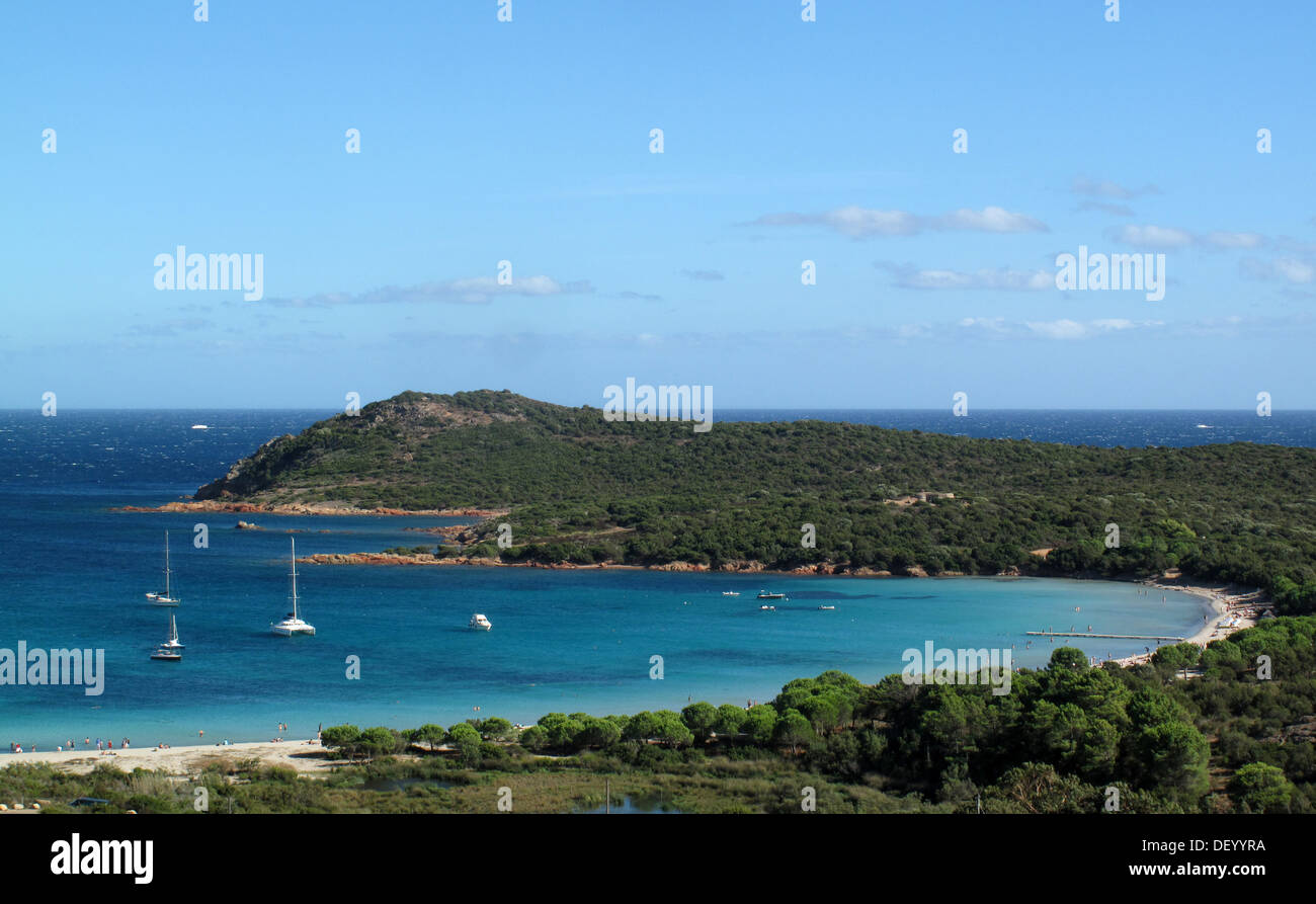 Vue générale de la baie de Rondinara en Corse du sud Banque D'Images