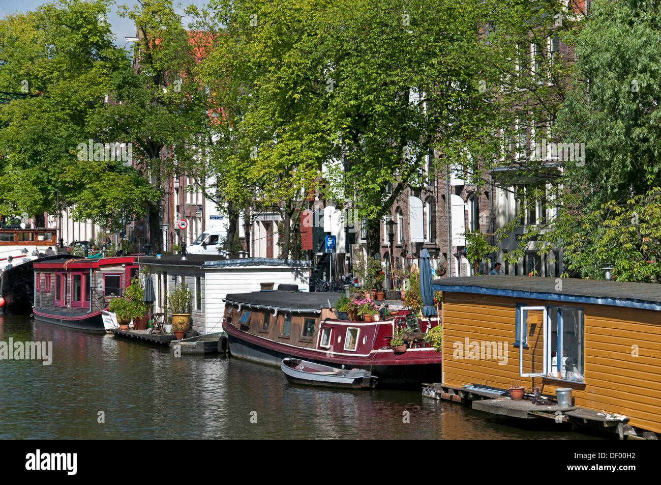 House boat Brouwersgracht Amsterdam Pays-Bas Banque D'Images