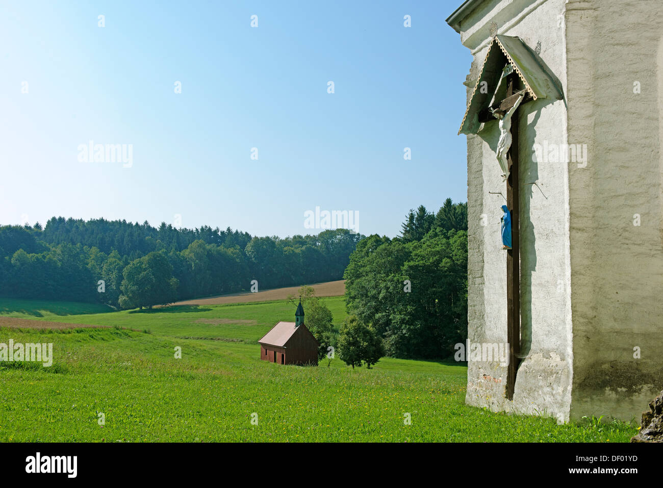Succursal église Saint Koloman, église de pèlerinage de Saint Korona à l'arrière, Sigruen, Pleiskirchen, Haute-Bavière, Bavière Banque D'Images