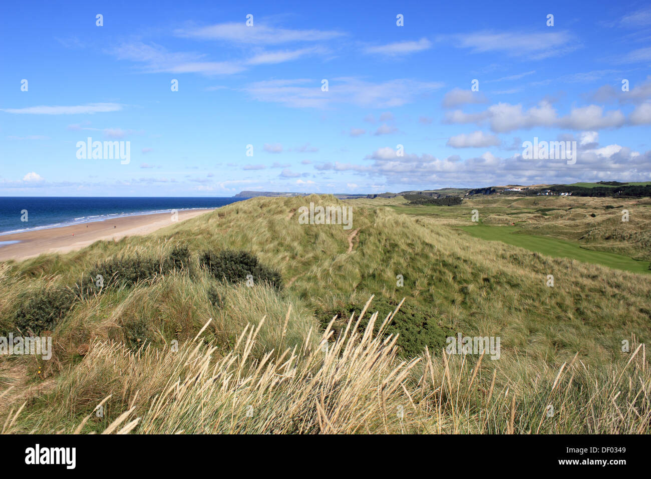 Le Club de golf Royal Portrush les liens cours à la station balnéaire de Portrush, comté d'Antrim, en Irlande du Nord, Royaume-Uni. Banque D'Images