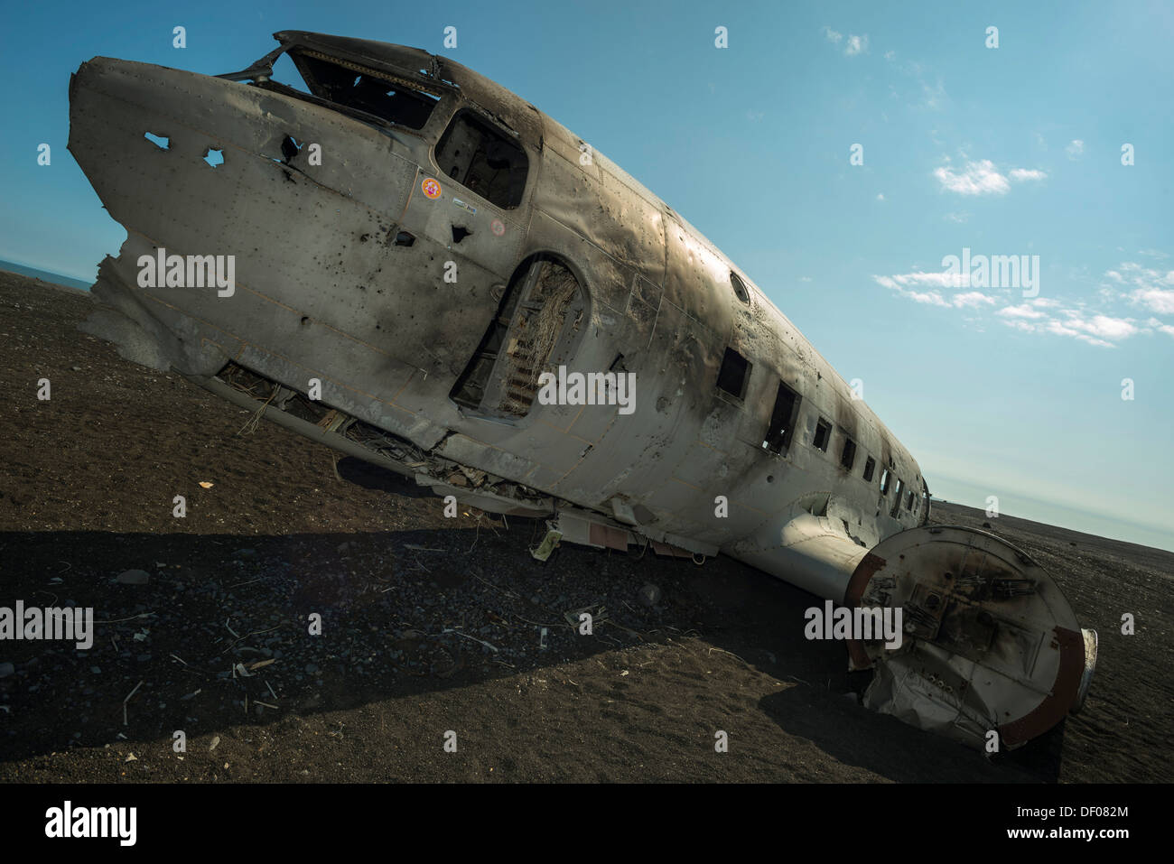 Vieux plane wreck, Côte Sud, Islande, Europe Banque D'Images