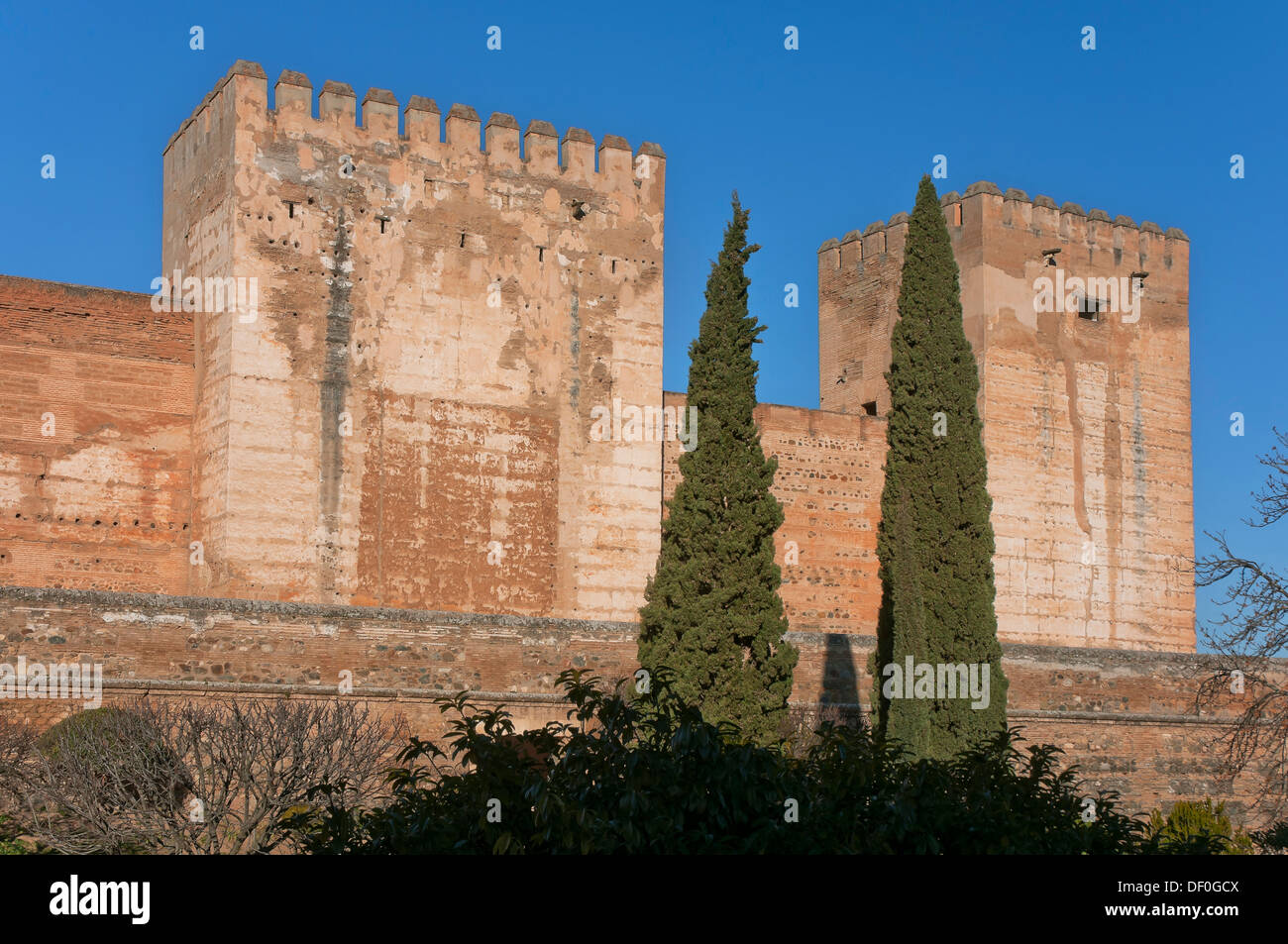 L'Alcazaba, à l'Alhambra, Grenade, Andalousie, Espagne, Europe Banque D'Images