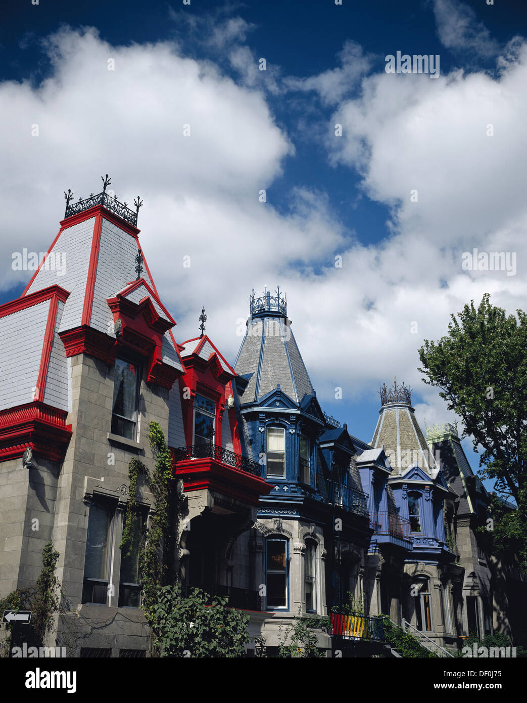 Canada, Québec, Montréal, maisons colorées à Saint-Louis. Banque D'Images