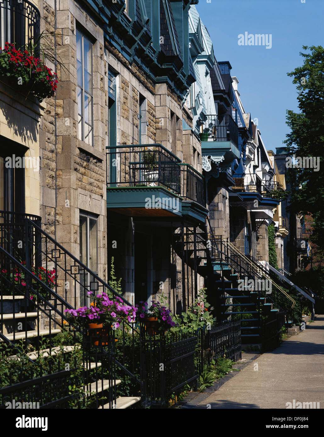 Canada, Québec, Montréal, maisons aux balcons Montréal unique à Saint-Louis. Banque D'Images