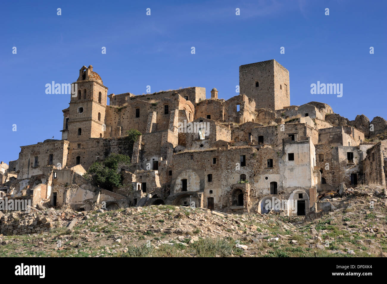 Italie, Basilicate, village abandonné de Craco Banque D'Images