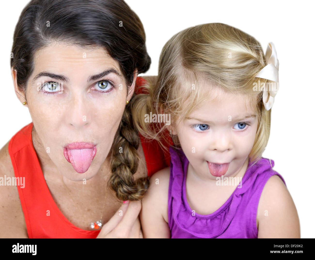 Mother and Daughter Making Faces stupides Banque D'Images