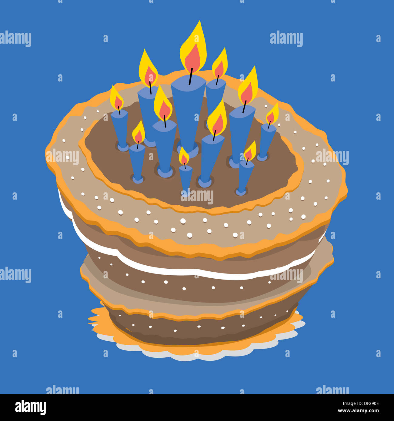 Un Enorme Gateau D Anniversaire Avec De Nombreuses Bougies Photo Stock Alamy