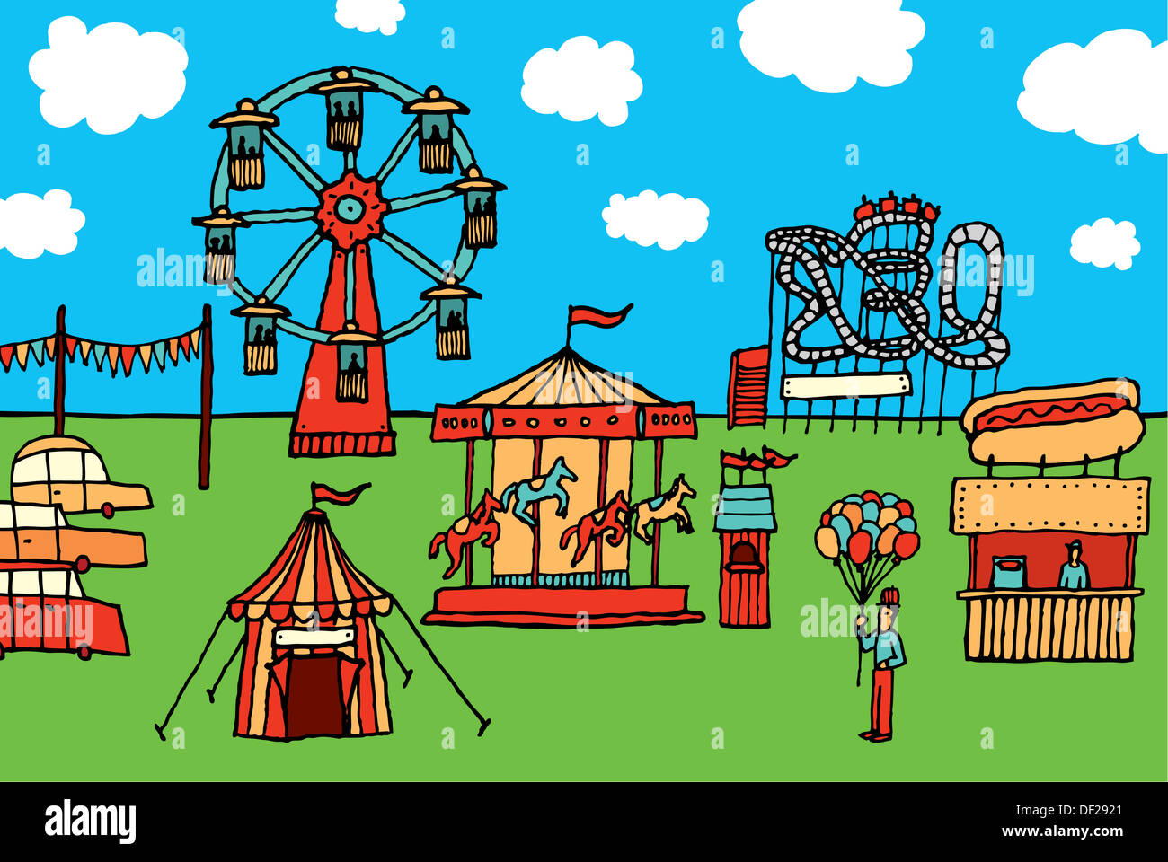 Cartoon Carnival / Amusement Park Banque D'Images