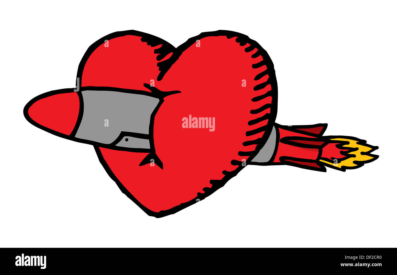 Grand Amour / Coeur traversé par un missile Banque D'Images