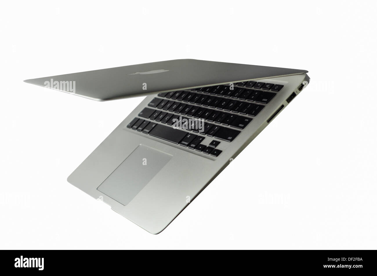 Macbook AIr dans différentes silhouette, isolé sur fond blanc Banque D'Images