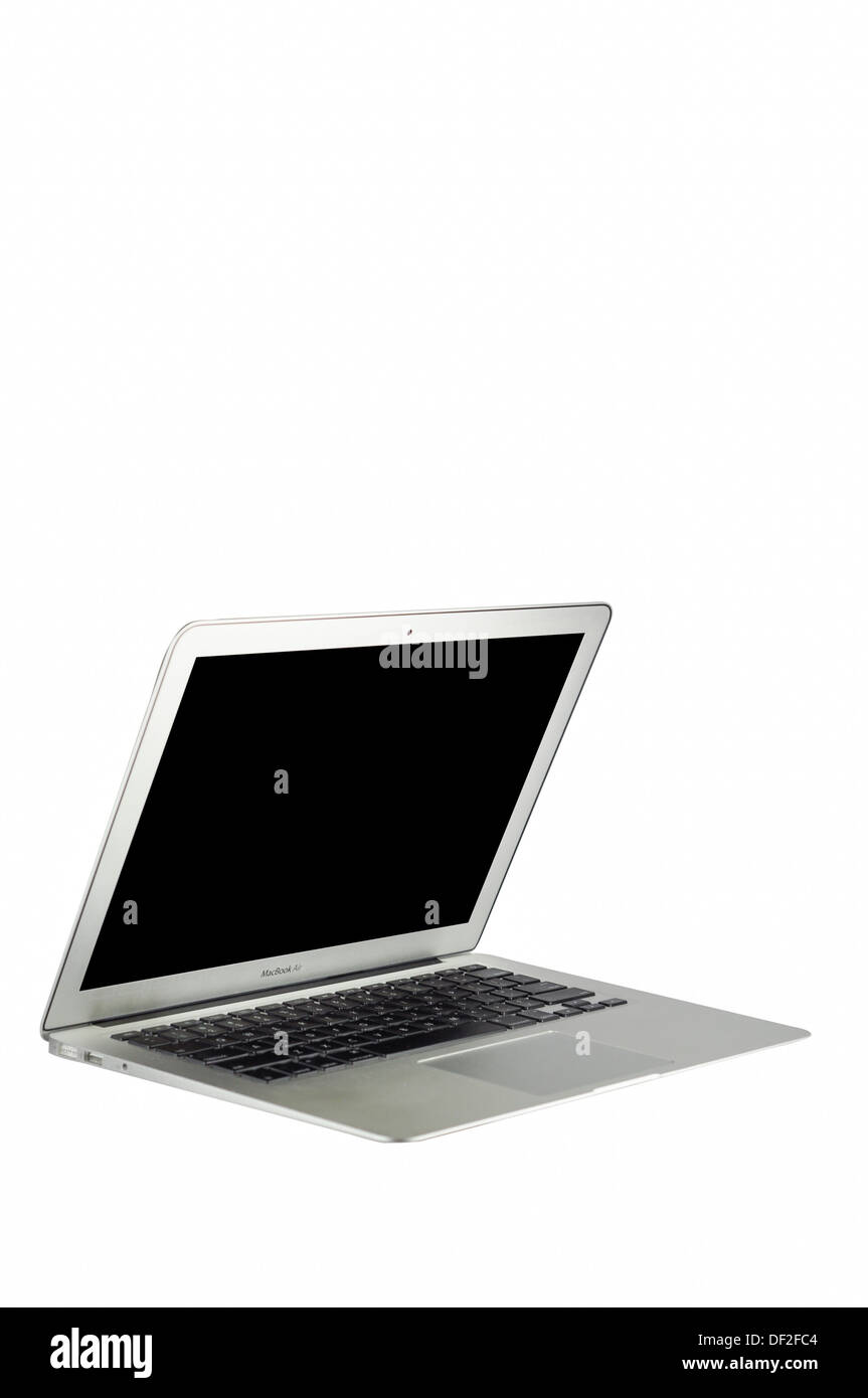 Macbook AIr dans différentes silhouette, isolé sur fond blanc Banque D'Images