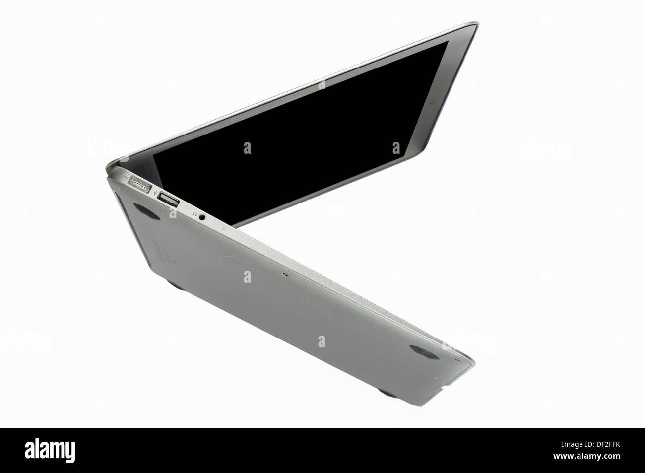 Macbook AIr dans différentes silhouette, isolé sur fond blanc Banque D'Images