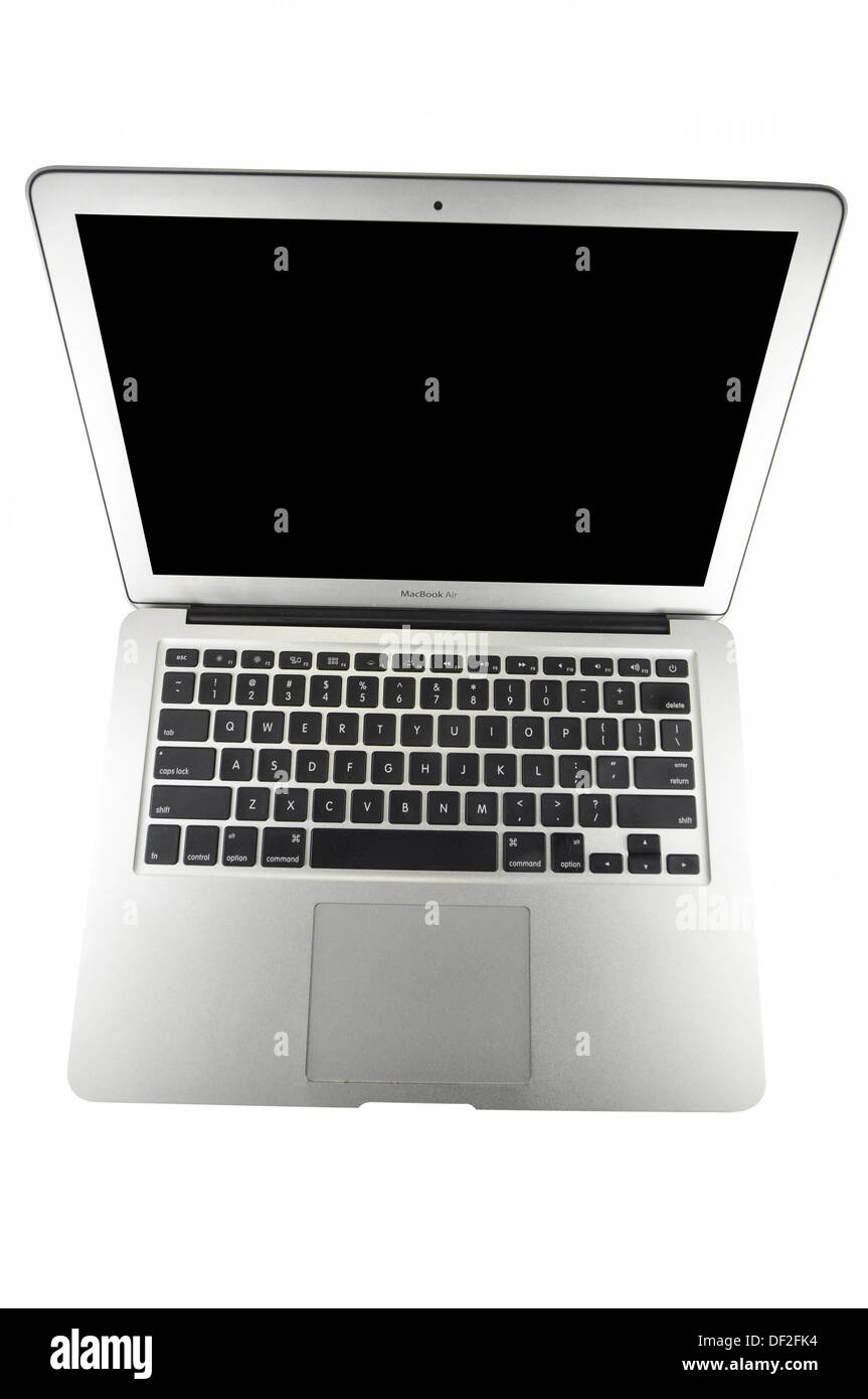 Macbook AIr dans différentes silhouette, isolé sur fond blanc Banque D'Images