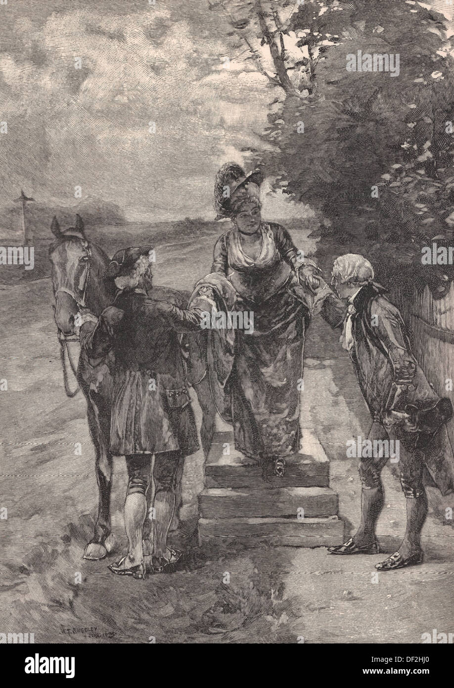 Femme douce - une dame de l'aide de son cheval, 1895 Banque D'Images
