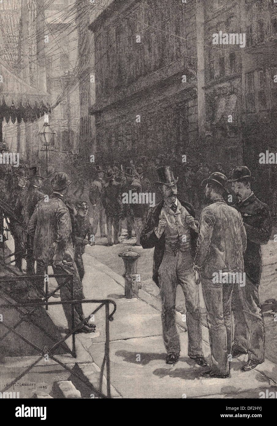 Sur Nouvelle Street - New York City, 1885 Banque D'Images